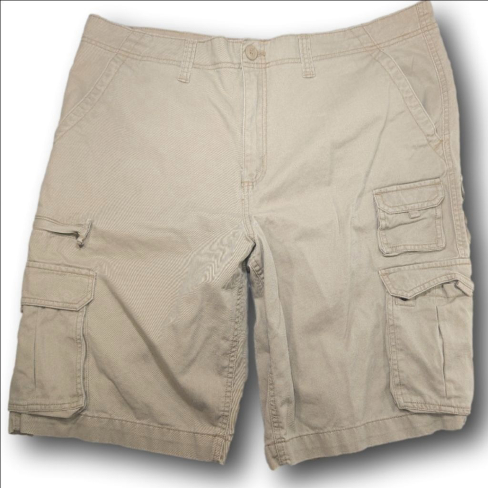 Men's Faded Glory Beige Cargo Shorts Waist 42